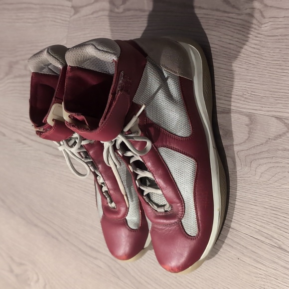 Good Condition Vintage Prada Mens America’s Cup Sz 11 Hi Top Sneakers (RUNS BIG) - Picture 2 of 8